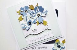 Kartka UNIWERSALNA z niebieskimi kwiatami