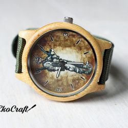 Drewniany zegarek militarny