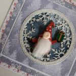 Kartka świąteczna Boże Narodzenie skrzat w śnieżynkach - Kartka świąteczna Boże Narodzenie skrzat w śnieżynkach