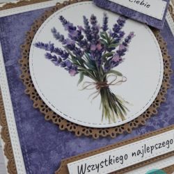 Kartka urodzinowa (lub na inną okazję) z bukietem lawendy