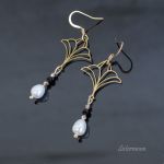 Kolczyki z perłami Złote Liście - 