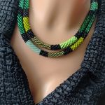 Naszyjnik Zielony Wąż Sznur Koralikowy - 