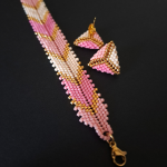 Różowy Komplet Biżuterii "Pink Chevron" - dziewczęca biżuteria