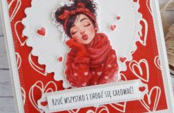 Kartka na walentynki z całuśną dziewczyną, nietypowy napis