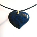 Lapis lazuli w srebrze, duże serce, wisiorek - 