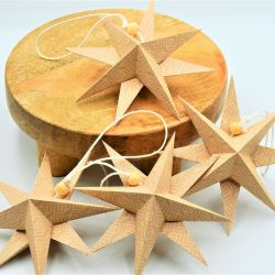 Bombki origami beżowe gwiazdy z papieru 4 sztuki łezki