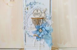 Kartka komunijna pamiątka "LovelyBlue2"GOTOWA