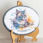Obrazek dla miłośnika kotów - To decoupage, postarzany, lakierowany - matowy lakier akrylowy, zdobiony dodatkowo pastą strukturalną. Wygląda jak przekazywany przez pokolenia. Wielkość 20,5 * 14,5 cm