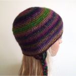 indiańska:) czapka z warkoczami fioletowo-zielona - 