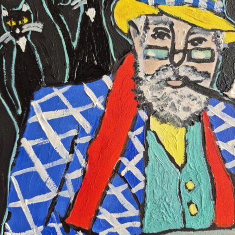 obraz olejny czarne koty wiedzą więcej