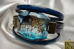 Blue Day II - bransoleta z żywicy i rzemieni