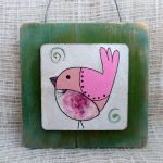 Obrazek na drewnie - Rose Bird - obrazek ptaszek 2