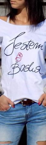 t-shirt luźny "JESTEM BOSKA"