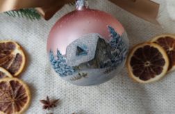 Ręcznie malowana bomkba zimowy krajobraz (1), 10 cm