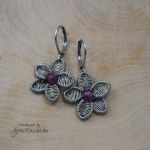 KWIATY kolczyki rubin, wire wrapping - 