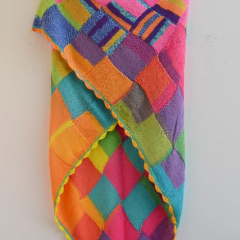 Chusta Entrelac w kolorach tęczowych