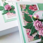 Kartka ROCZNICA ŚLUBU z różami #2 - Miętowo-różowa kartka z okazji rocznicy ślubu