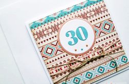 Kartka URODZINOWA łososiowo-turkusowa