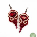 Kolczyki soutache krem i intensywna czerwień  - Krem z czerwienią
