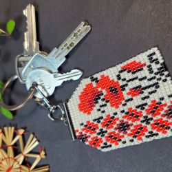 Brelok z makami – ludowy ornament breloczek zawieszka do kluczy torebki