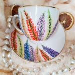 Ręcznie malowany łubin komplet filiżanka 200 ml. - Ręcznie malowane