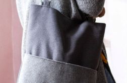 Duża szara torebka na ramię z kieszeniami