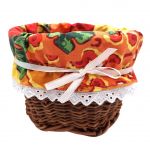 Koszyk Wiklinowy z Wkładem Materiałowym – Kolorowa Ozdoba 18x12 cm - 