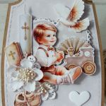 kartka na chrzest w kolorystyce eco - 
