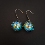 Niebieskie Wiszące Kolczyki "Zircon AB" - Beadingowe kolczyki