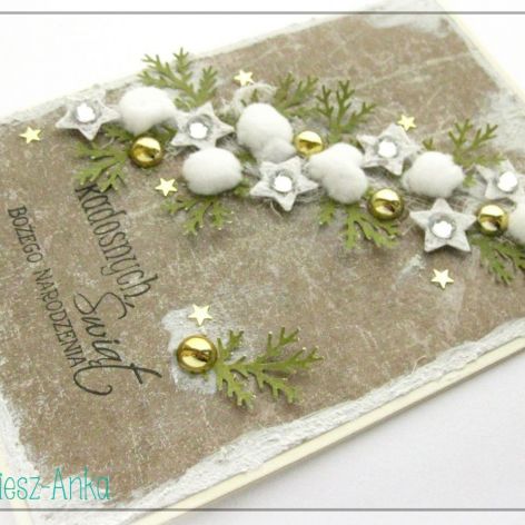 Zaśnieżona kartka świąteczna z girlandą