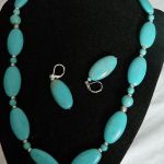Komplet biżuterii z turkusami, naszyjnik, bralsoletka, kolczyki - 