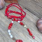 Naszyjnik Czerwone Korale Długie Koralowiec Perły I Hematyt 25.153 - 