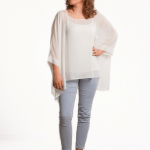Biała szyfonowa bluzka-tunika - 