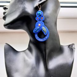 Cobalt Leaves kolczyki sutasz