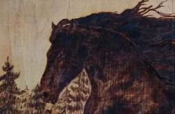 Czarny koń- pirografia, ręcznie wypalane