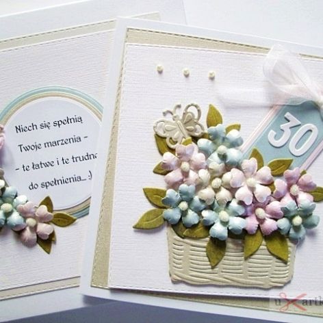 Kartka URODZINOWA z koszem kwiatów #1