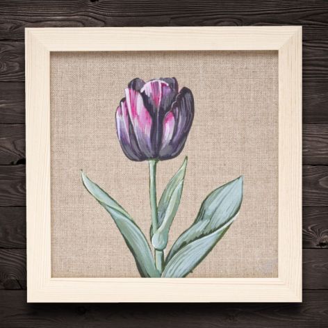 Tulipan kwiat malarstwo płótno rama drewniana