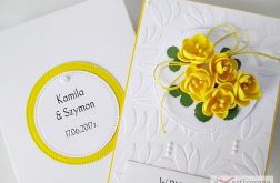 Kartka W DNIU ŚLUBU z żółtymi kwiatami