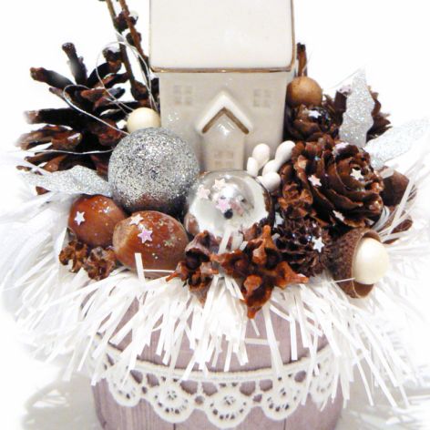 Stroik dekoracja Boże Narodzenie Zimowy Domek 