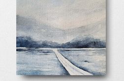 Zima-akwarela formatu 20/20 cm
