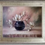 Magnolia, kwiaty, ręcznie malow obraz olejny - na prezent