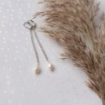 Kolczyki perły hodowlane na łańcuszku - Naturalne perły wiszące kolczyki