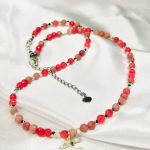 Naszyjnik z naturalnego Rodochrozytu i Jadeitu - Naturalne kamienie