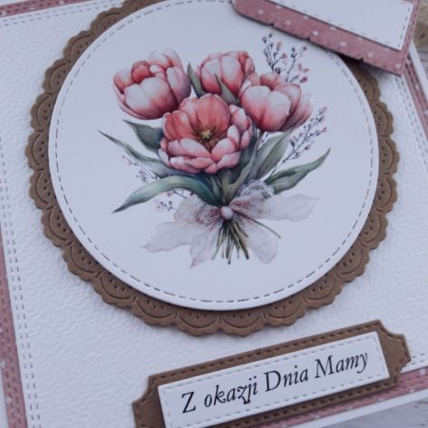 Kartka na Dzień Mamy (lub na inną okazję) z bukietem tulipanów