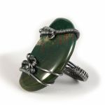 Heliotrop, srebrny pierścionek z heliotropem - pierścionek z kamieniem krwistym