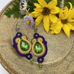 Zielono fioletowe kolczyki sutasz/soutache - Zielono fioletowe kolczyki