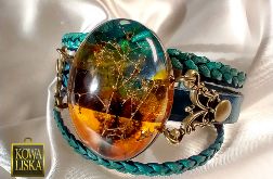 Barok - bransoleta z żywicy i rzemieni