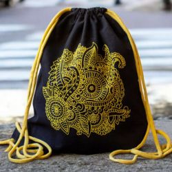 Czarny ręcznie haftowany workoplecak XL