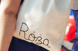 Bawełniany mini plecak miś z imieniem Róża