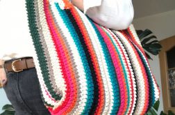 Torba na ramię, torebka do ręki ,kolorowe pasy.